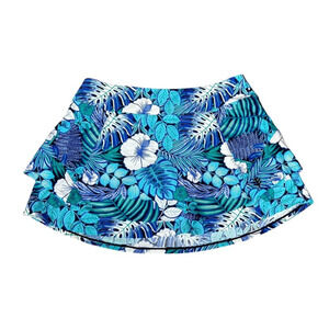 Coolibar Baycrest Swim Skirt Size Small Floral Blue UPF 50 Cruise Vacation Pool